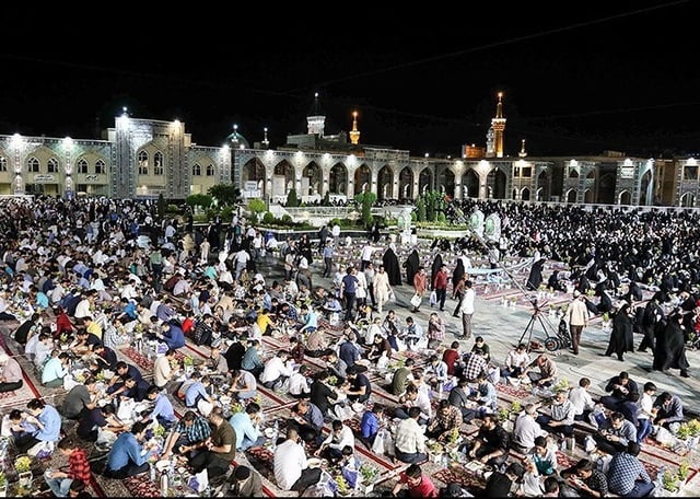 Iftar serving for fasting people in the Imam Reza shrine