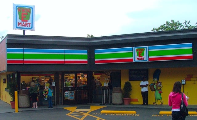A Seattle 7-Eleven store transformed into a Kwik-E-Mart as part of a promotion for The Simpsons Movie