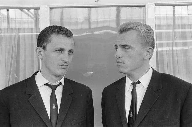 Ferencváros legend Albert with Vasas legend Mészöly in the 1960s