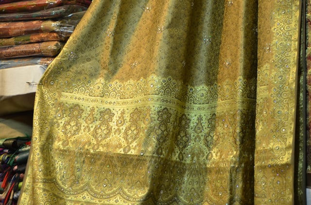 A traditional Banarasi sari with gold brocade