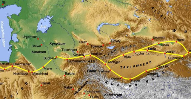 Eastern end of the tulip range from Turkmenistan on the eastern shore of the Caspian Sea to the Pamir-Alai and Tien-Shan mountains