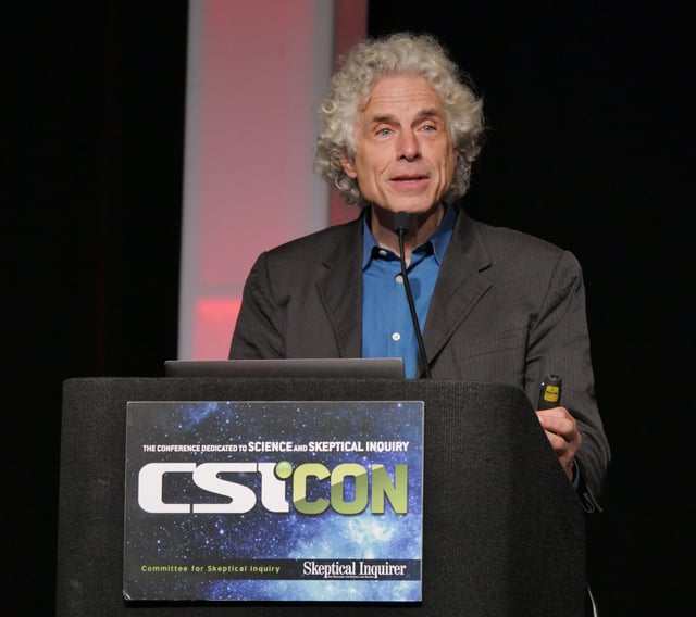 Pinker discussing his book Enlightenment Now at CSICon.