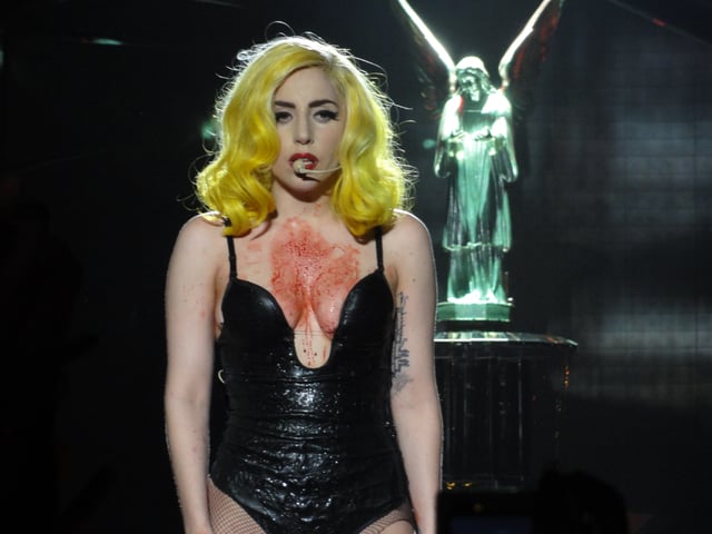 Gaga during a "blood stained" performance in 2010