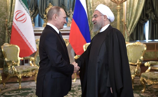 Putin with Iranian President Hassan Rouhani, 2017