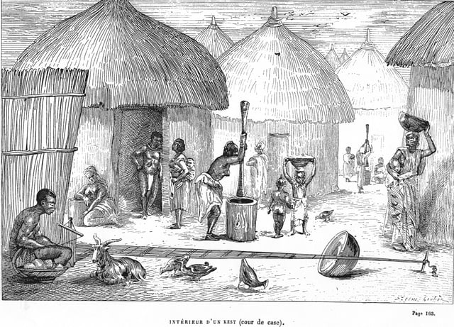 Ashanti Kingdom family and city neighbourhood, c. 1873.