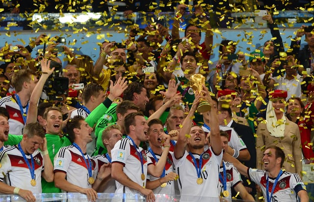 Germany lifting the World Cup trophy in 2014