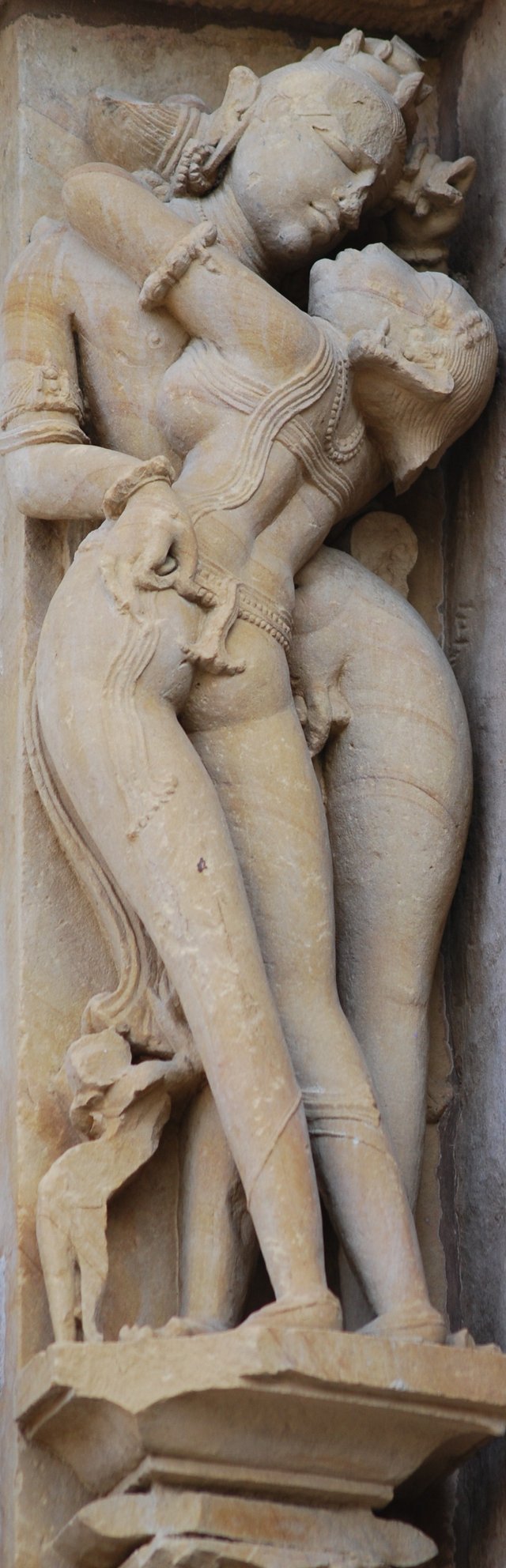 Kamabandha (erotic sculpture) at Khajuraho temple according to Kamakala Tattva in Silpasastra, a Tantra text.