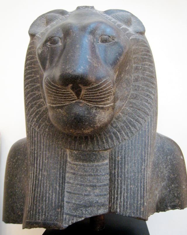 Granite statue of the Egyptian goddess Sekhmet from the Luxor Temple, dated 1403–1365 BC, exhibited in the National Museum of Denmark