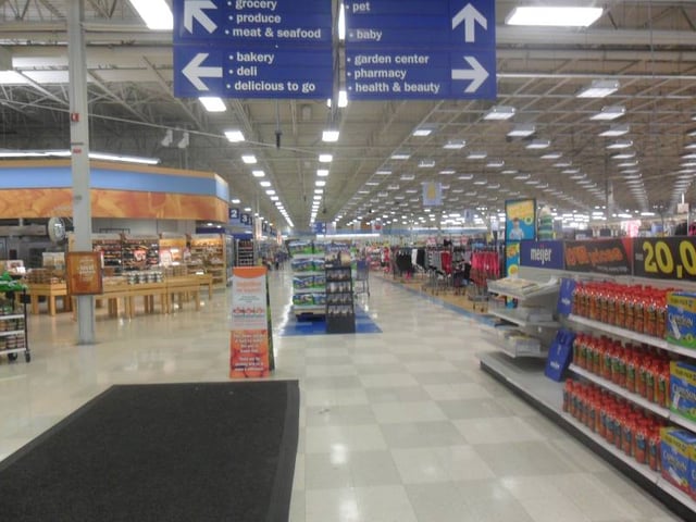 Interior of a Meijer in Southgate, Michigan, which opened in 1994. Since this photograph, this store has been renovated.