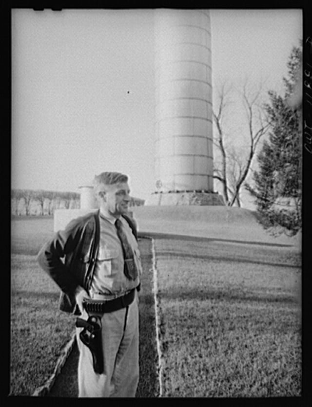 Ralph Miller guarded the Lititz water works for sixteen years. Photo by Marjory Collins in 1942.