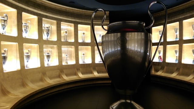 A partial view of the club's trophy room at the Mondo Milan Museum