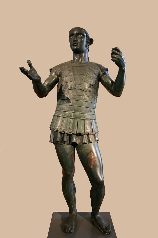 The so-called *Mars of Todi *, an Etruscan bronze of the early 4th century BC, probably depicting a warrior