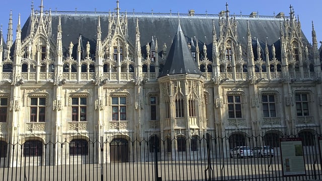 Gothic façade of the Parlement de Rouen in France, built between 1499 and 1508, which later inspired neo-Gothic revival in the 19th century