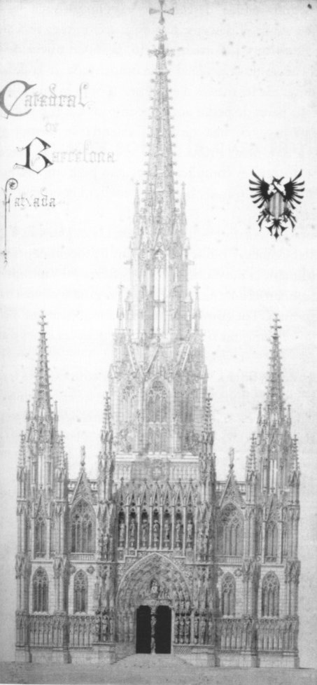 Gaudí's drawing for the facade of the Barcelona Cathedral