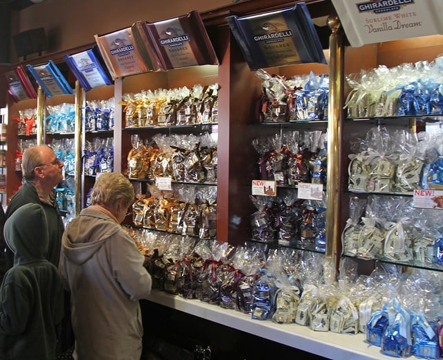 Packaged chocolate in the Ghirardelli Chocolate Company is stored in controlled conditions.