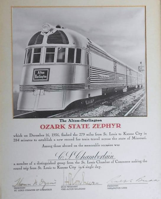 The Alton-Burlington Ozark State Zephyr in 1936.