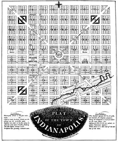 Alexander Ralston's "Plat of the Town of Indianapolis," today known as the Mile Square.