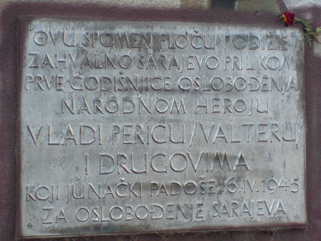 Vladimir "Valter" Perić plaque
