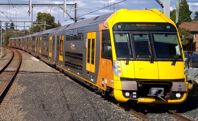 A Sydney Waratah Train approaching Flemington
