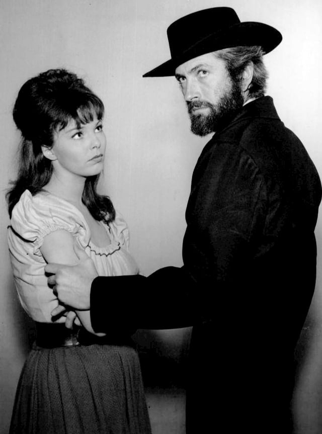 Anne Helm and Drew's father, John Barrymore, in Gunsmoke