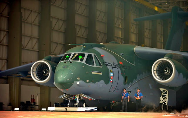KC-390 is the largest military transport aircraft produced in South America by the Brazilian company Embraer.