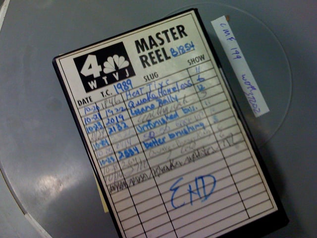 Archived WTVJ news tape as seen from the Florida Moving Image Archive. The logo shown was adopted shortly before the switch to NBC in 1989 (before the station officially switched to NBC, the "4" was used by itself).
