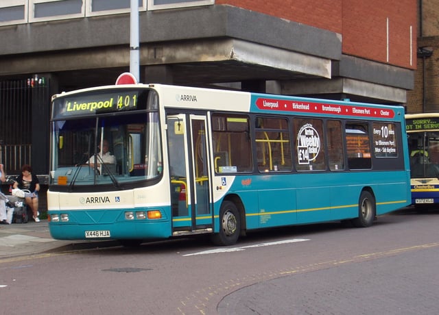 Arriva North West & Wales Wright Cadet bodied VDL SB120 in September 2007 in the livery introduced when the Arriva brand was launched in 1997
