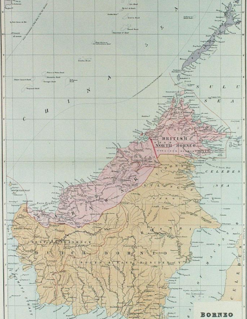 Map of the island divided between the British and the Dutch, 1898.