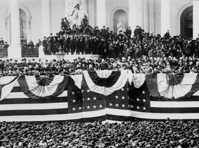 The 1885 inauguration of Grover Cleveland, the only President with non-consecutive terms