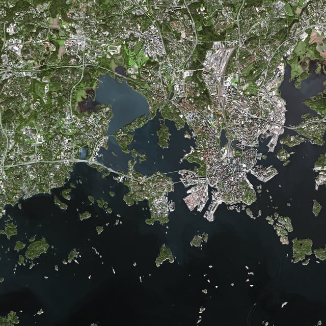 Parts of Helsinki and Espoo seen from the SPOT satellite