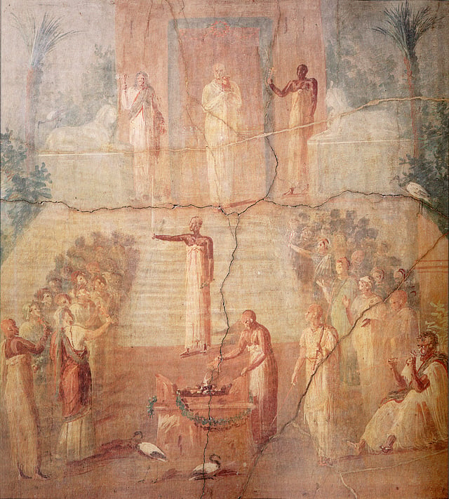 Fresco of an Isiac gathering, first century CE.