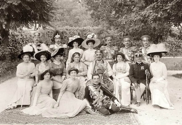 Royal family of Montenegro: King Nicholas I with his wife, sons, daughters, grandchildren and sons- and daughters-in-law