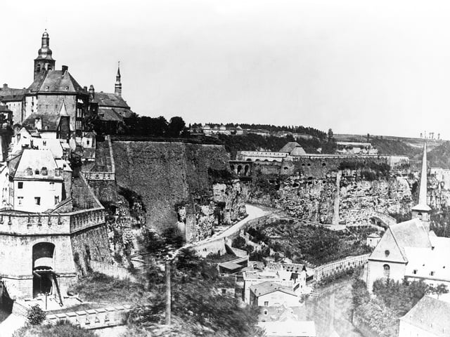 Photograph of the fortress of Luxembourg prior to demolition in 1867