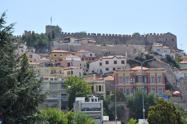 View of the Byzantine fortress in the old town of Kavala