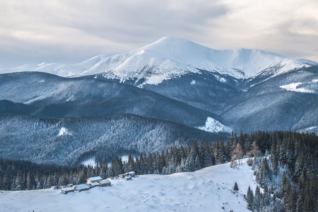 View of Carpathian National Park and Hoverla at 2,061 m (6,762 ft), the highest mountain in Ukraine