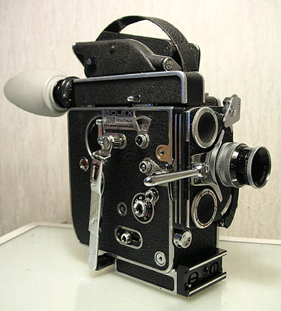 This 16 mm spring-wound Bolex"H16" Reflex camera is a popular entry level camera used in film schools.