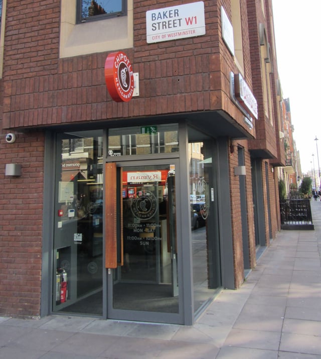The second Chipotle Mexican Grill location in London, located on Baker Street
