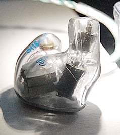 A custom in-ear monitor which uses 8 balanced armatures in a triple crossover configuration (4 low/2 mid/2 high). Headphone designs often use multiple balanced armatures to provide a higher fidelity sound.