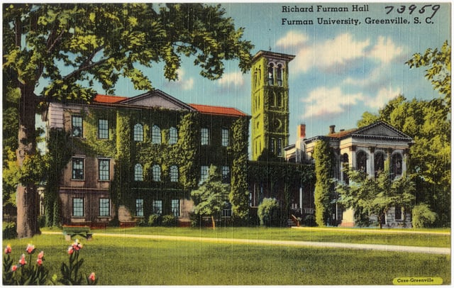 The old campus of Furman University, prior to its relocation under the presidency of John Laney Plyler.