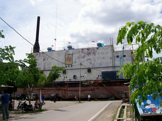 Apung 1, a 2,600 ton vessel, was flung some 2 to 3 km inland
