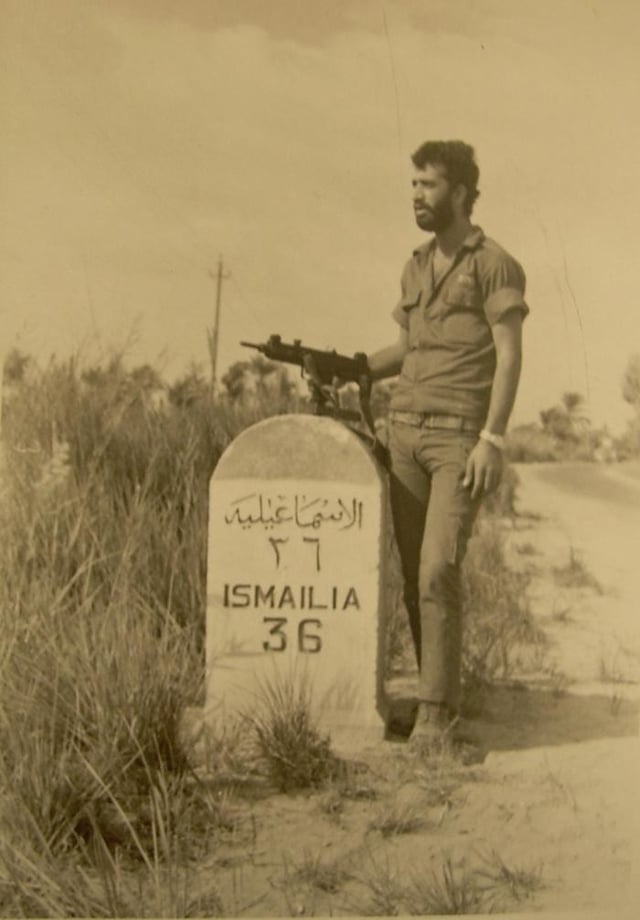An Israeli soldier on the road to Ismailia
