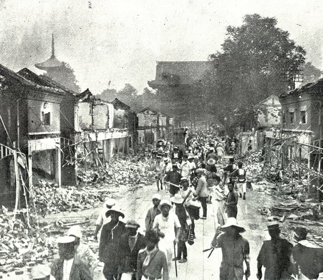 Destruction of the area around Sensō-ji temple in Asakusa