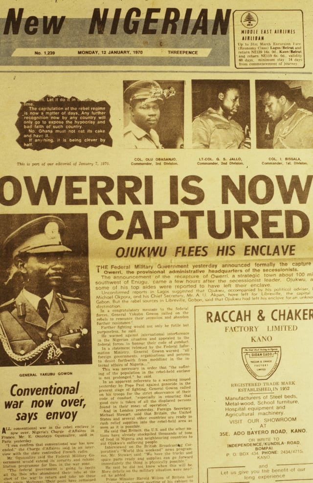 New Nigerian newspaper page 7 January 1970.