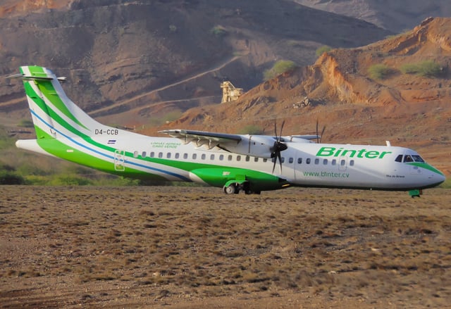 Binter Cabo Verde ATR 72-500 taxiing at the airport.