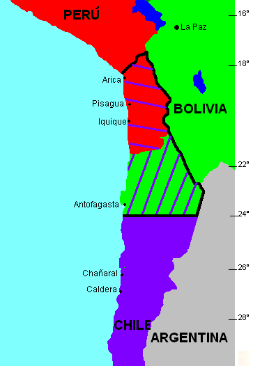 Chile's territorial gains after the War of the Pacific in 1879–83
