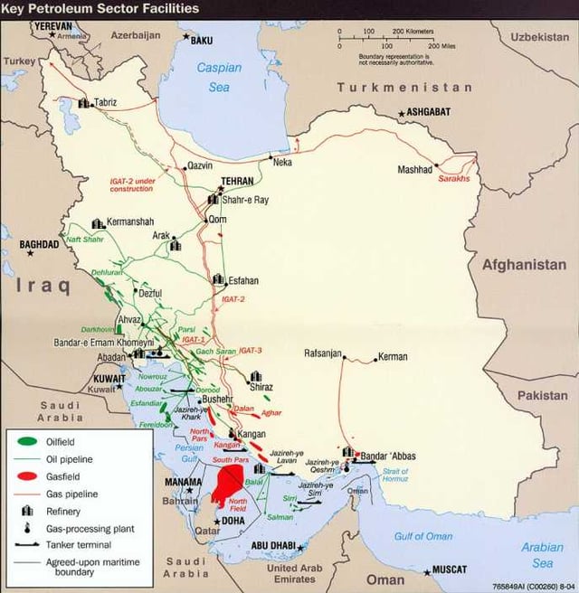 Iran holds 10% of the world's proven oil reserves and 15% of its gas. It is OPEC's second largest exporter and the world's 7th largest oil producer.