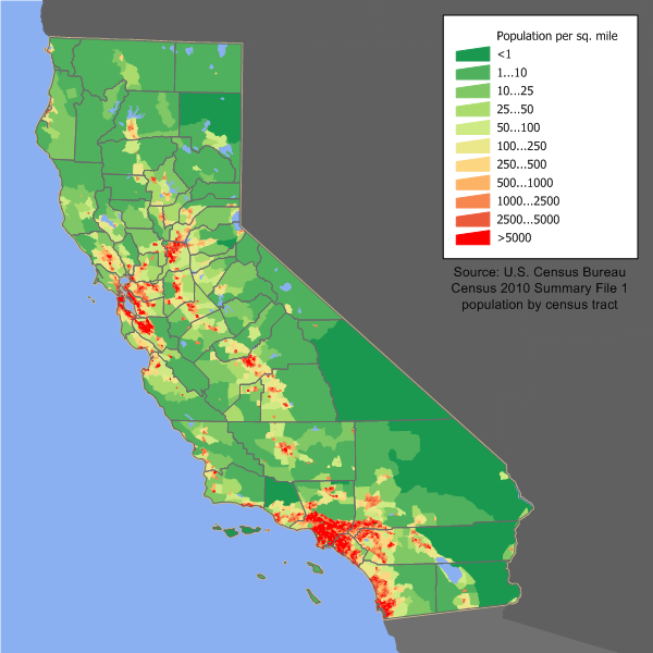 The population density of California