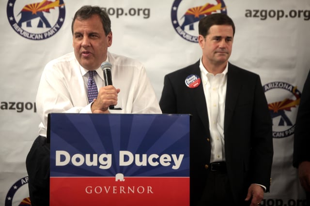 Governor Chris Christie campaigning with Arizona gubernatorial candidate Doug Ducey in 2014