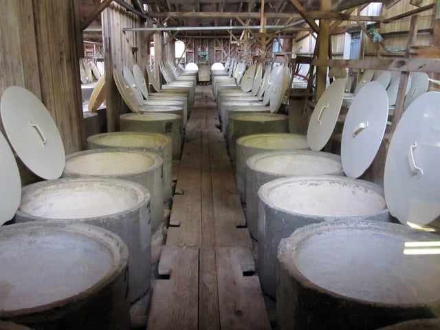 An olive vat room used for curing at Graber Olive House.