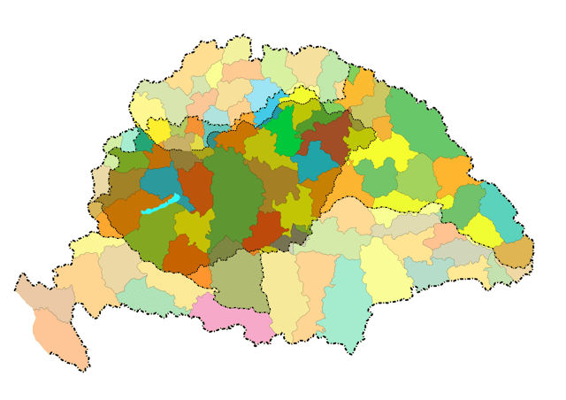 Hungary's borders (in increasing color) in 1920, 1938, 1940 and 1941